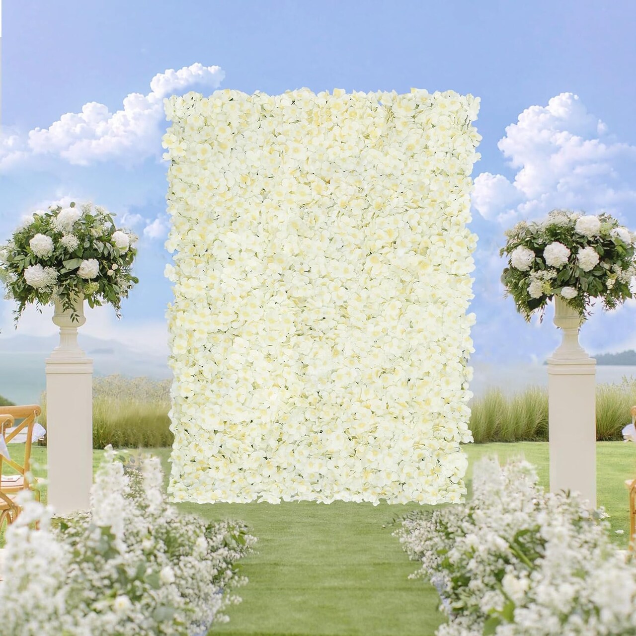 12pc Hydrangea Flower Wall Backdrop – 3D Artificial Floral Panels for Weddings, Parties & Home